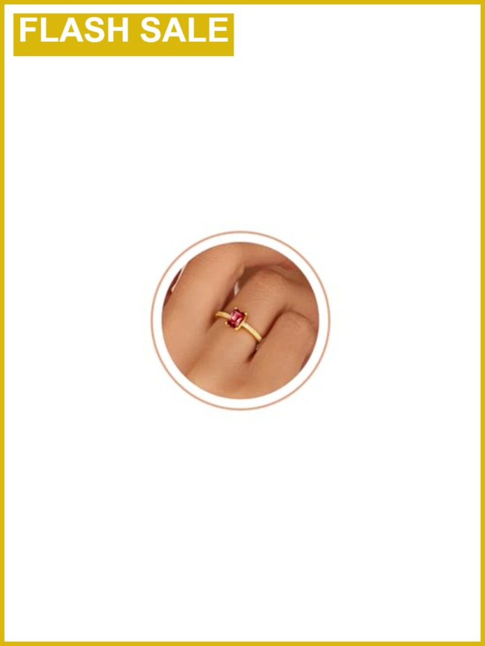 14K Gold Plated Birthstone Ring Non Tarnish Cubic Zirconia Stacking